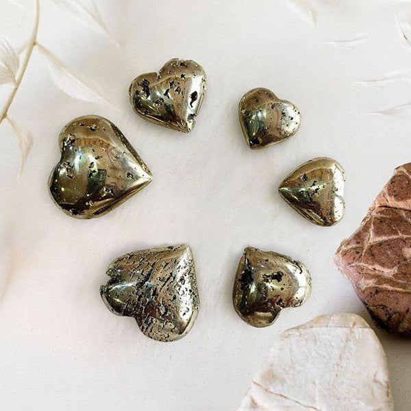 Natural Golden Peru Pyrite Heart Attracting Money & Wealth & Business Luck - 100% Genuine