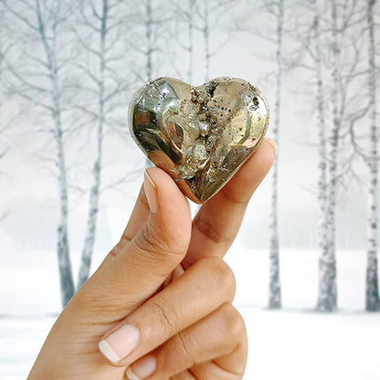 Natural Golden Peru Pyrite Heart Attracting Money & Wealth & Business Luck - 100% Genuine