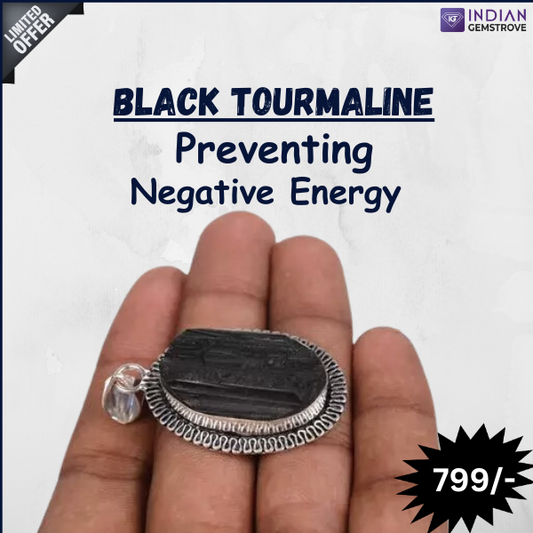 Black Tourmaline Natural Pendant For Preventing Negative Energy in Life - Without Chain