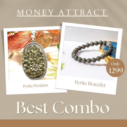 Combo - 100% Original Pyrite Bracelet with Natural Pyrite Pendant Without Chain