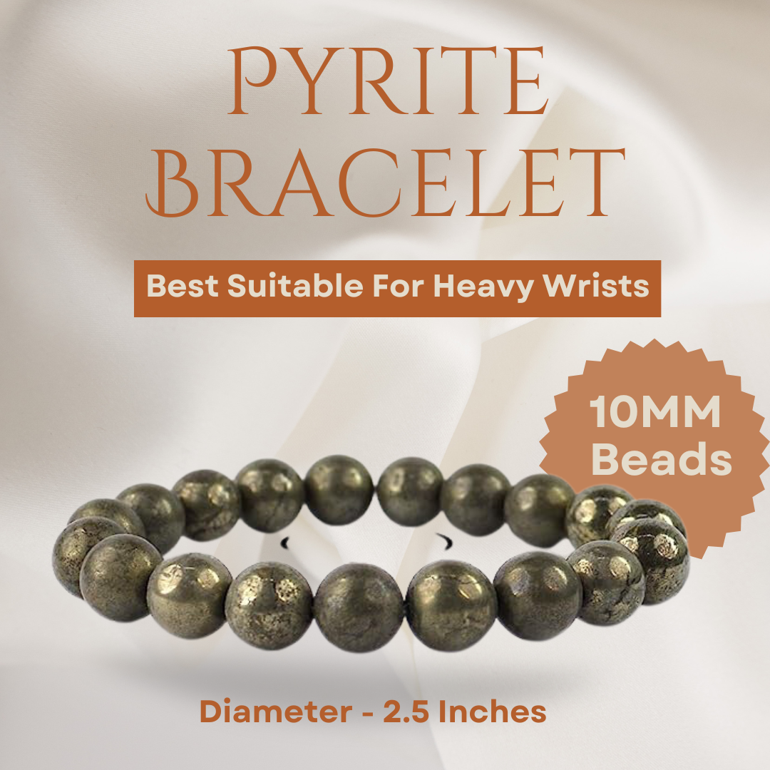 10MM Original Certified Pyrite Bracelet - Abundance, Prosperity & Good Luck, Money Magnet - One Piece