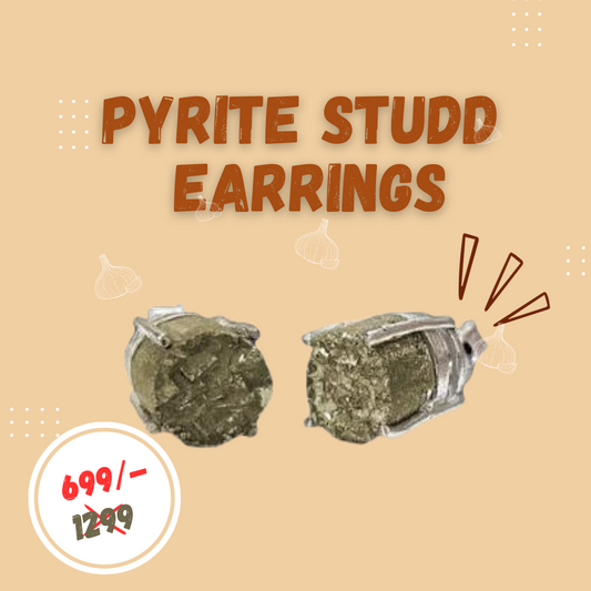 Pyrite Studd Earning - Prosperity & Money Attraction Earrings - For Men & Women Both